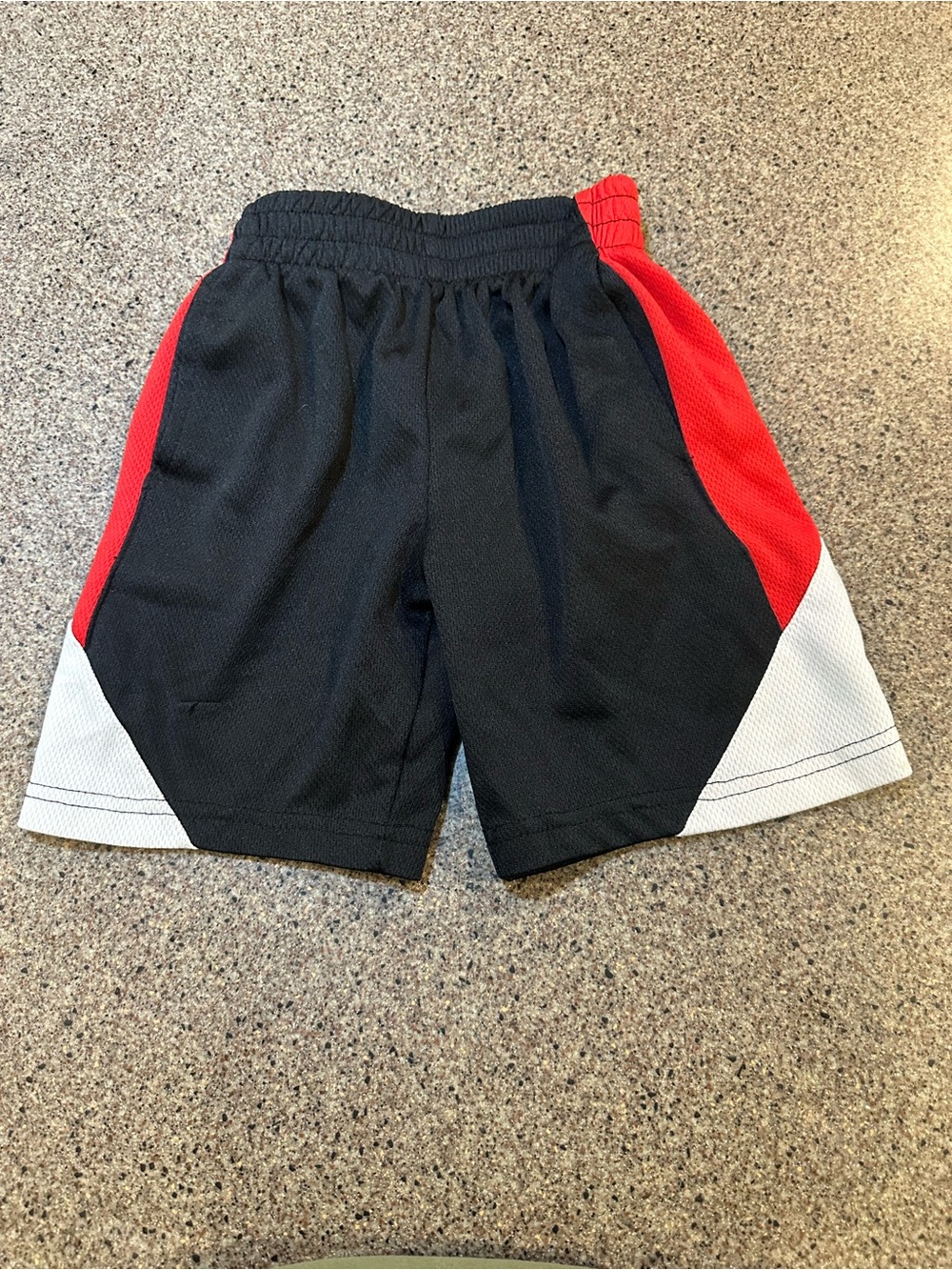 Black Athletic Shorts with Red & White Panels